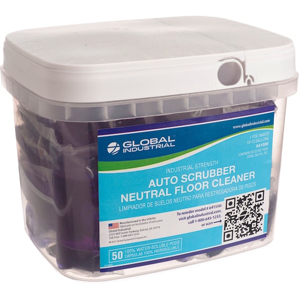 Global Industrial Auto-Scrubber Neutral Floor Cleaner, 50 Pods/Tub, 4PK 641556 - main